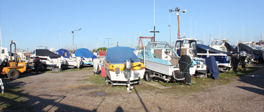 The secure boat compound located in Eastney.